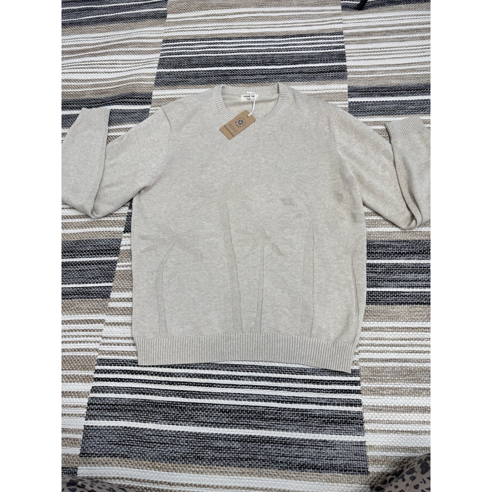 Marine Layer Scenic Crewneck Sweater Mens Large Oatmeal Palm Tree‎ Knit Pullover